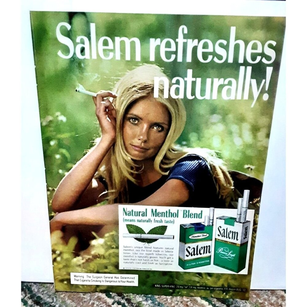 Vintage 1973 Salem Cigarettes Sexy Woman Print Ad Original